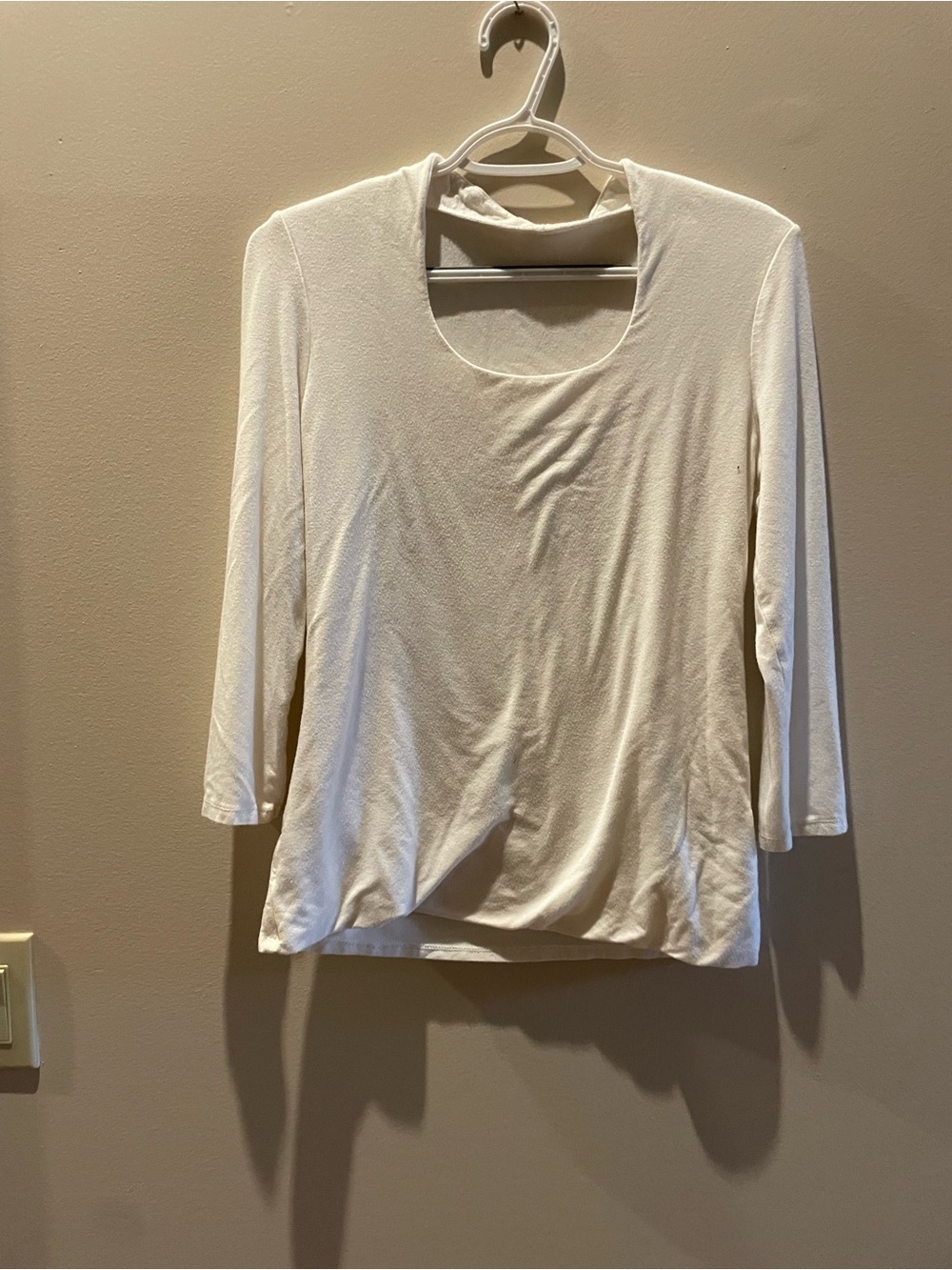Grace Cream Long-Sleeve Scoop Neck Top